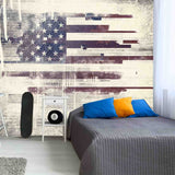 Grunge Faded USA Flag Wallpaper Bedroom Mural