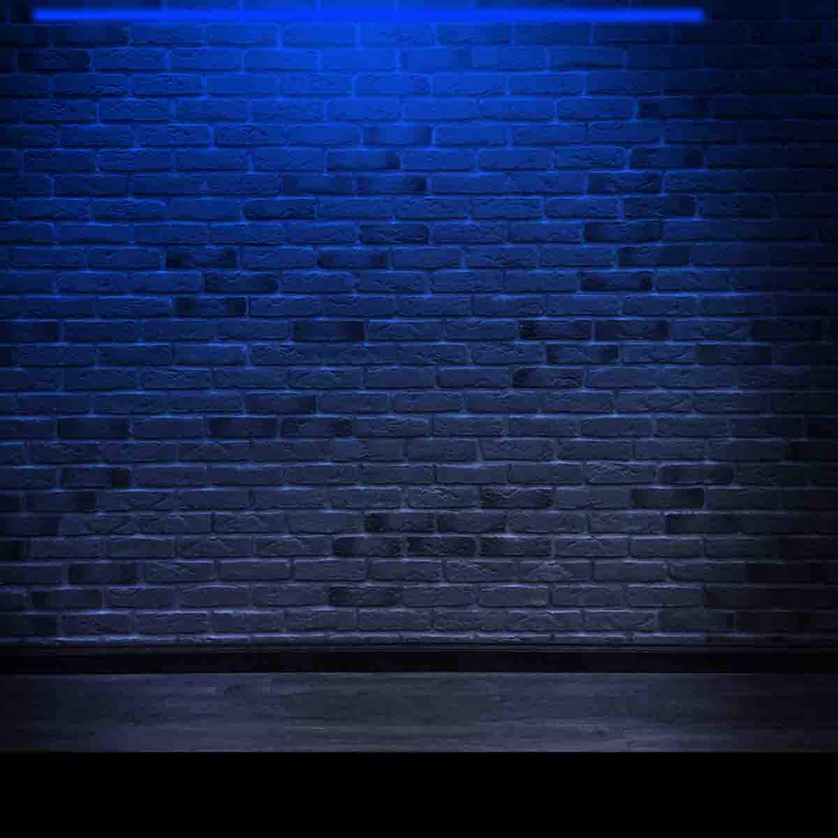 Brick Wall with Blue Neon Light Wallpaper Teen Bedroom Mural