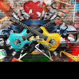 Collage of Music, Color and Bright Musical Background Wallpaper Teen Boy Bedroom Mural