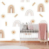 Boho Rainbows Seamless Pattern Wallpaper Girl Nursery Mural