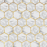 White and Gold Hexagon Wallpaper Bathroom Mural