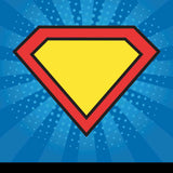 Boys Blue, Red and Yellow Superhero Sign Wallpaper Bedroom Mural