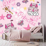 Girls Pink Castle, Wand, Jewels and Butterflies Wallpaper Bedroom Mural