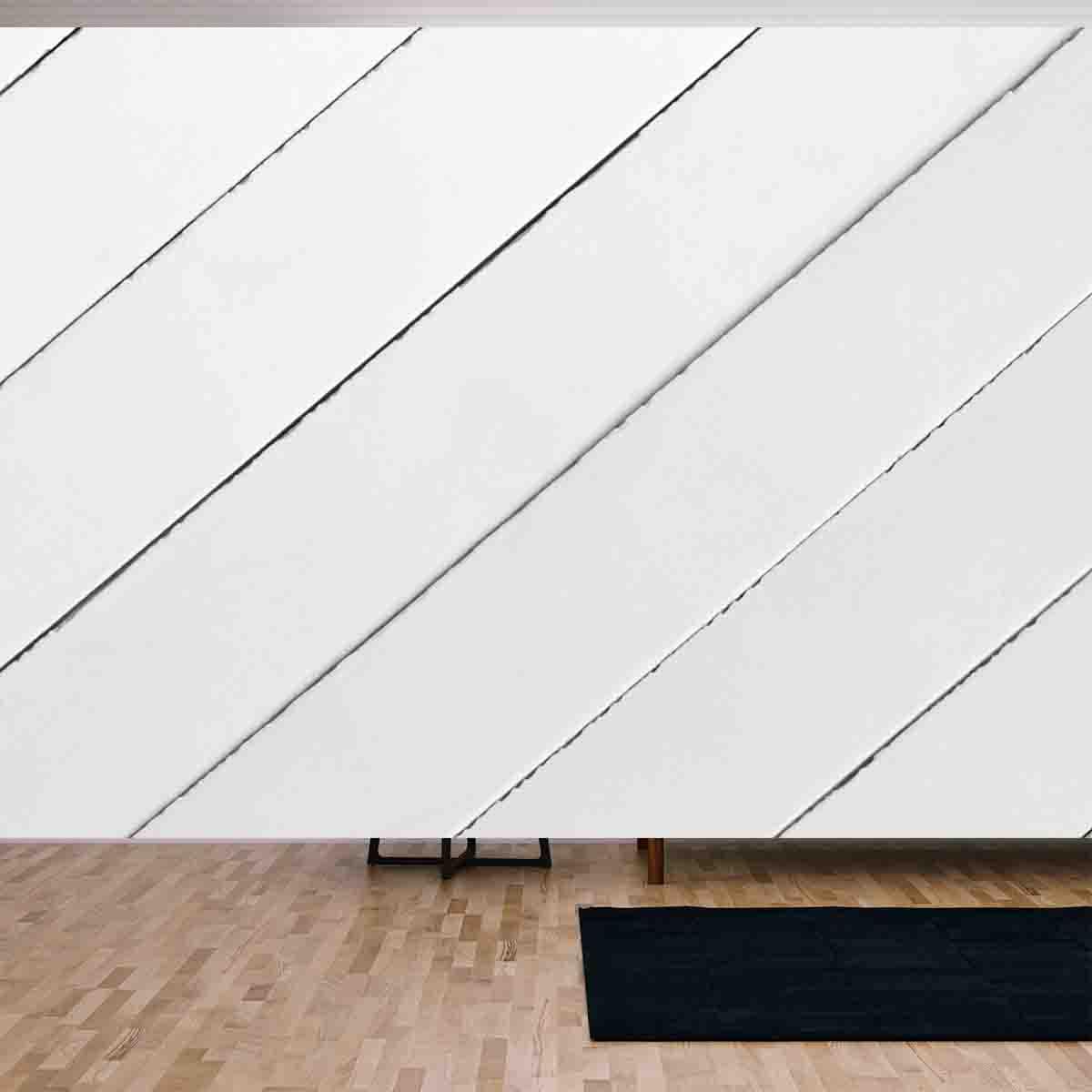 White Painted Diagonal Shiplap Board Wallpaper Living Room Mural