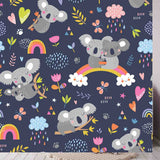 Cute and Colorful Koala on Rainbows Wallpaper Little Girl Bedroom Mural