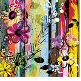 Abstract Background Composition with Flowers and Splashes Wallpaper Teen Girl Bedroom Mural