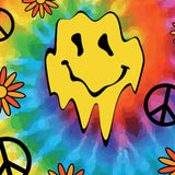 70s Retro Groovy Smiley Face Illustration with Rainbow Background Wallpaper Girls Bedroom Mural