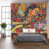 Mehndi Design. Ethnic Colorful Doodle Texture Wallpaper Bedroom Mural