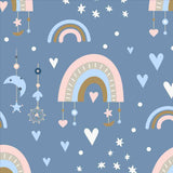 Seamless Pattern in Boho Style with Rainbows, Hearts, Stars. Kids Illustration for Nursery Design Wallpaper Girl Nursery Mural