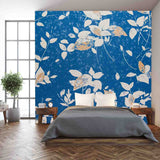 Floral Abstract Pattern Texture on Blue Background Wallpaper Bedroom Mural