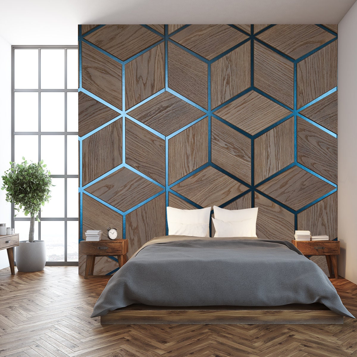 Wooden Cube Background Wallpaper Volumetric Drawing of Cubes. Set of Identical Cubes Forming a Uniform Plane Wallpaper Bedroom Mural