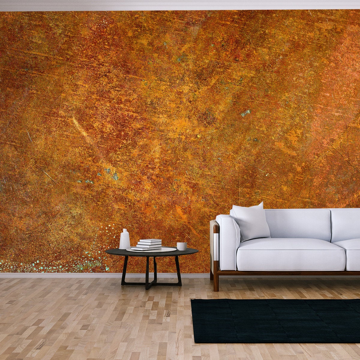 Textured Copper Sheet Wallpaper Living Room Mural