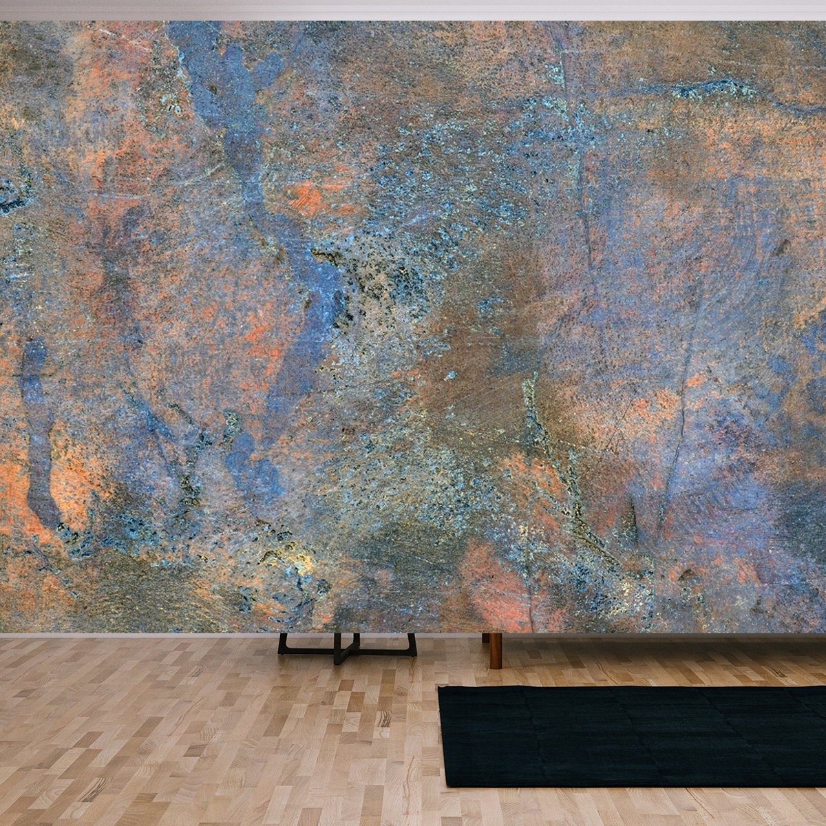 Bronze and Copper Mixed Plate Surface. Visible Oxidation Wallpaper Living Room Mural