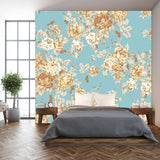 Rose Bouquet Design Seamless Pattern with White Background Wallpaper Living Room Mural