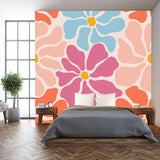 Floral Seamless Pattern in a Minimalist Style Wallpaper Bedroom Mural