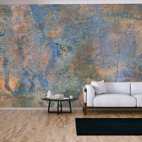 Bronze and Copper Mixed Plate Surface. Visible Oxidation Wallpaper Living Room Mural