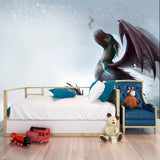 Dragon On the Snow Illustration Wallpaper Boy Bedroom Mural