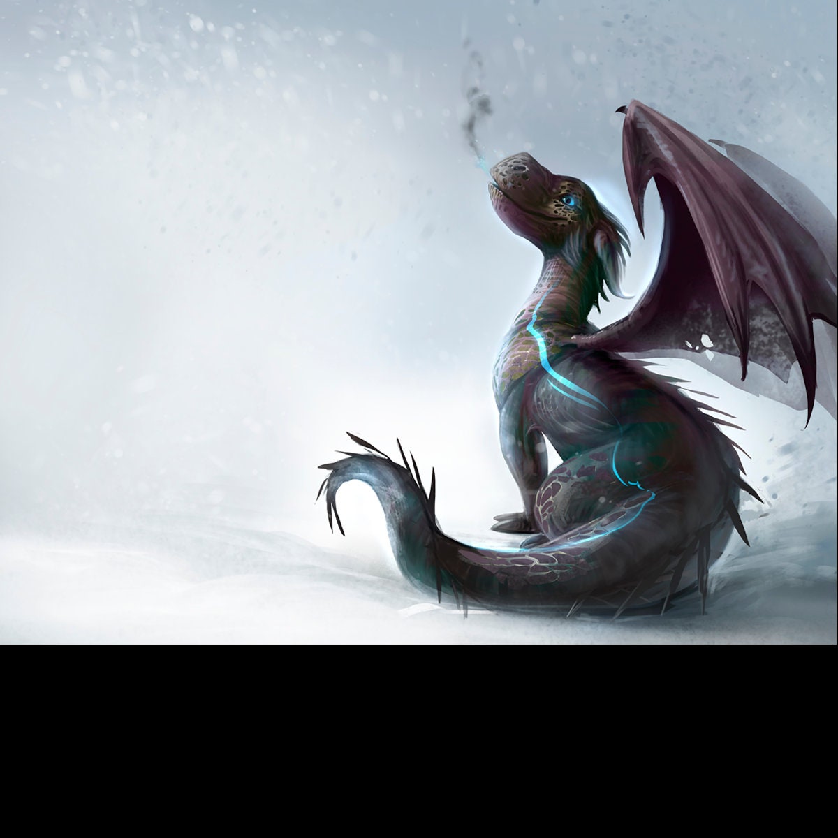 Dragon On the Snow Illustration Wallpaper Boy Bedroom Mural