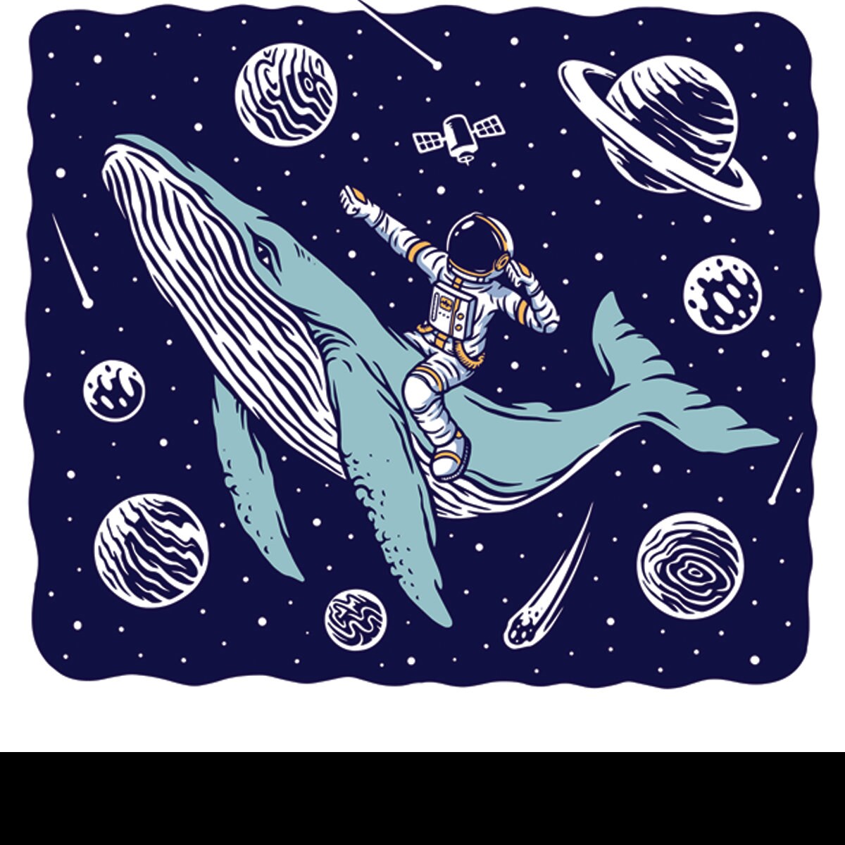 Astronaut Riding a Whale Illustration Wallpaper Boy Bedroom Mural