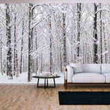 Winter Snow-Covered Trees in the Ural Mountains Wallpaper Living Room Mural