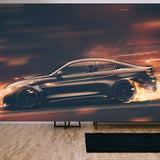 High Speed Black Sports Car - Street Racer Concept Wallpaper Living Room Mural