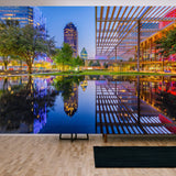 Dallas, Texas, USA Downtown Cityscape at Twilight Wallpaper Living Room Mural