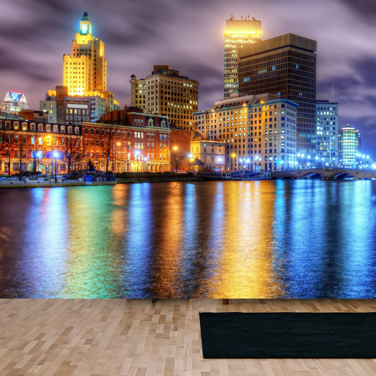 Providence, Rhode Island City Skyline Wallpaper Living Room Mural