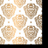 Gold and White Damask Pattern Wallpaper. Elegant Classic Texture. Royal, Victorian, Baroque Elements Wallpaper Bathroom Mural