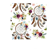 Watercolor Ethnic Boho Floral Pattern. Dreamcatchers and Flowers on White Background Wallpaper Bedroom Mural