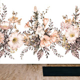 Border with Herbs and Wildflowers and Leaves. Botanical Illustration on White Background Wallpaper Living Room Mural