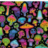 Colorful Illustration with Mushrooms, Bright Psychedelic Colors Wallpaper Girl Bedroom Mural