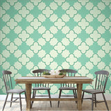 Retro Mint and Emerald Vector Pattern. Shabby Vintage Geometric Ornament Wallpaper Dining Room Mural