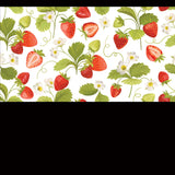 Strawberry Background with Flowers, Wild Berries, Leaves Wallpaper Kitchen Mural