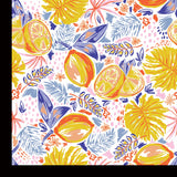 Trendy and Colorful Summer Fruits Lemon and Monstera Leaves Brushed Strokes Style Wallpaper