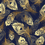 Gold Feathers Seamless Pattern. Rich, Luxury Design Wallpaper Dining Room Mural