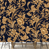 Seamless Pattern of Decorative Gold Floral Element Wallpaper Dining Room Mural