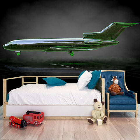 3d Rendering of a Reflective Plane on a Dark Black Background Wallpaper Boys Bedroom Mural