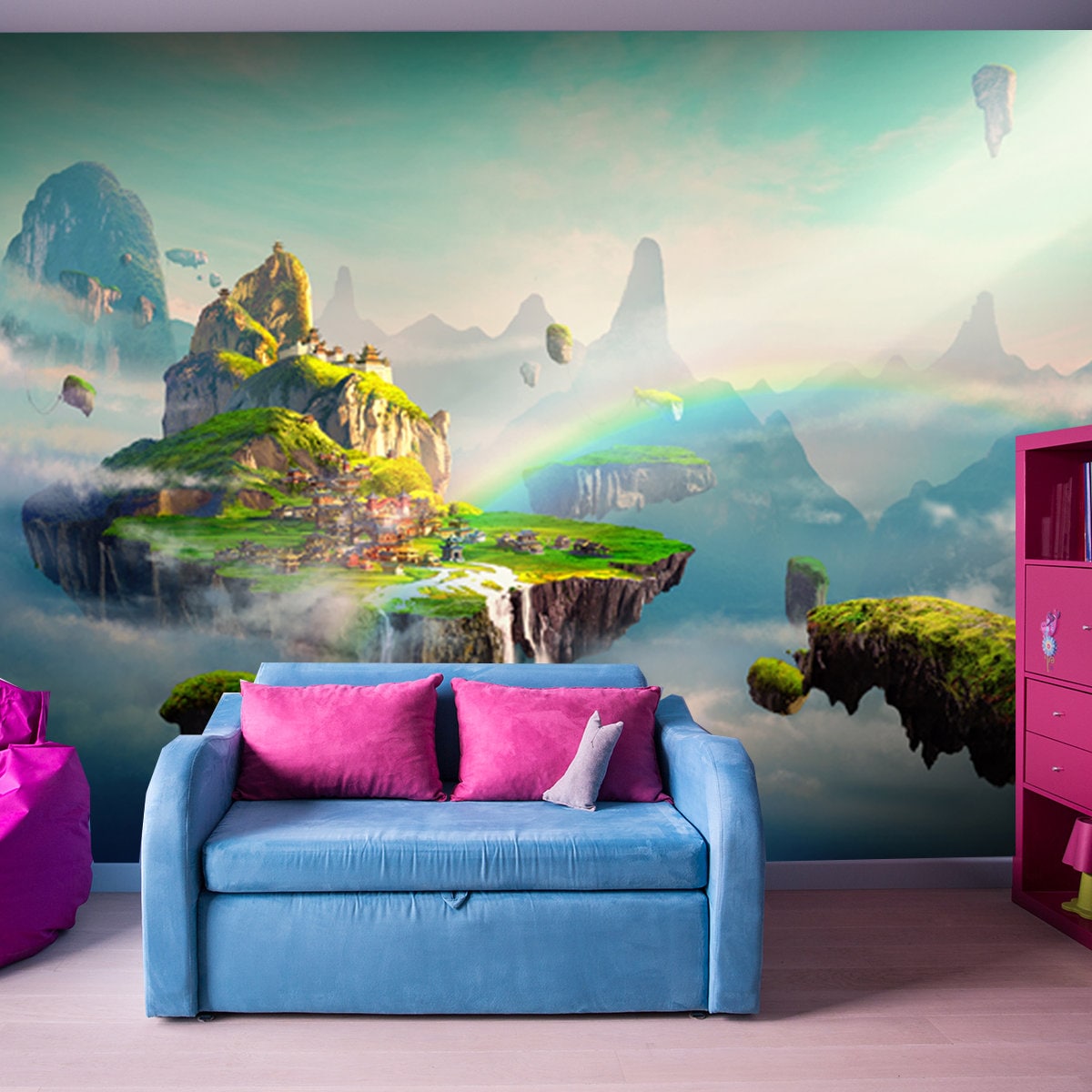 Chinese Style Fantasy Scenes, 3d Rendering Wallpaper Girl Bedroom Mural