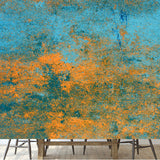 Blue, Orange Rustic Abstract Concrete Stone Texture Background Wallpaper Dining Room Mural