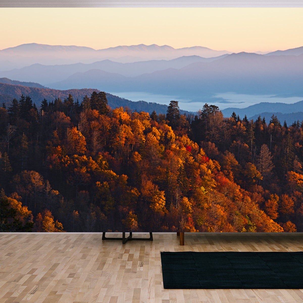 Sunrise at Smoky Mountains. Great Smoky Mountains National Park, USA Wallpaper Living Room Mural