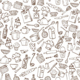 Kitchen doodle Sketch Utensils Hand-Drawn with Ink Wallpaper Kitchen Mural