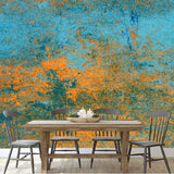 Blue, Orange Rustic Abstract Concrete Stone Texture Background Wallpaper Dining Room Mural