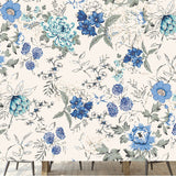 Seamless Background of Blue Watercolor Flowers Wallpaper Dining Room Mural