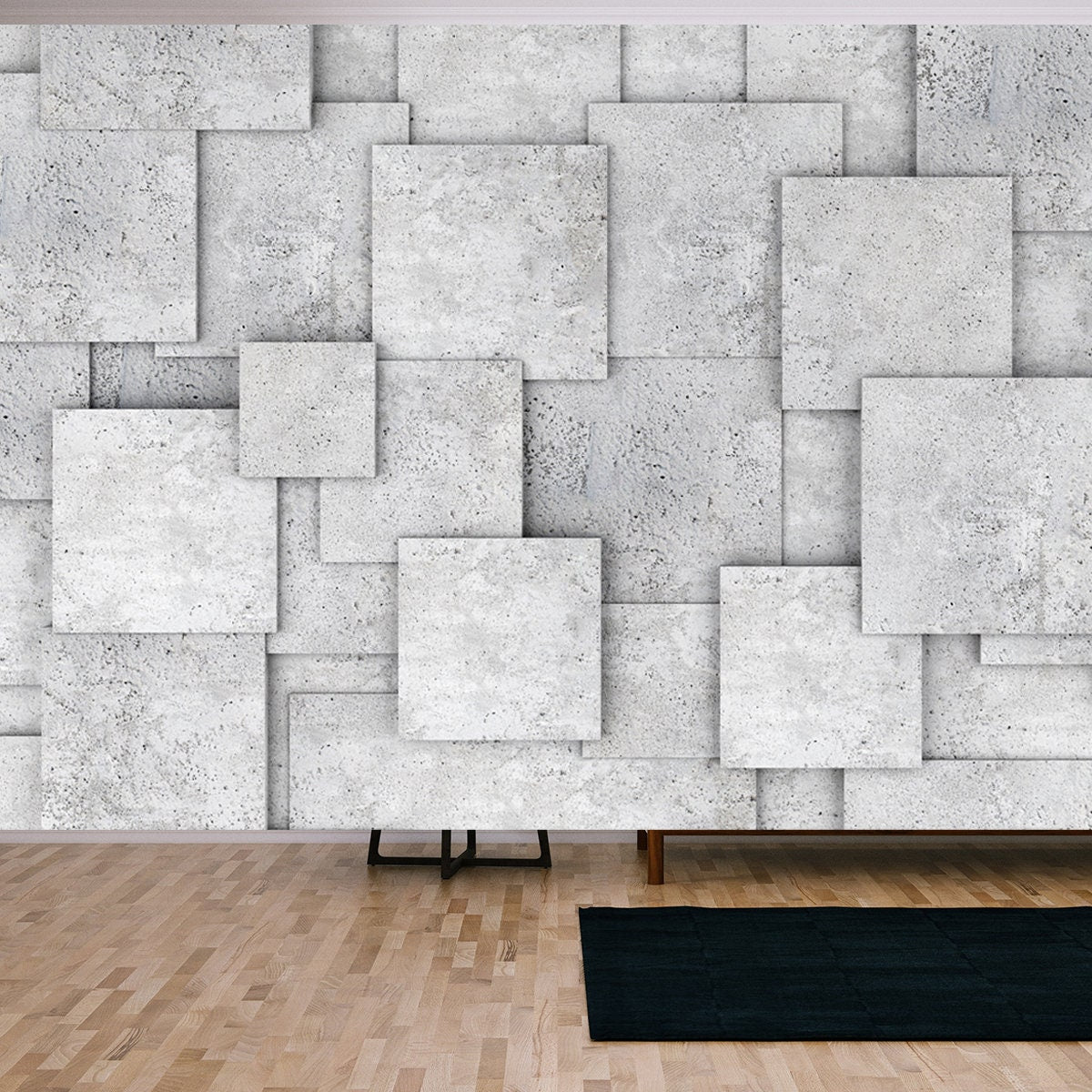 Concrete 3d Cube Wall Wallpaper Living Room Mural