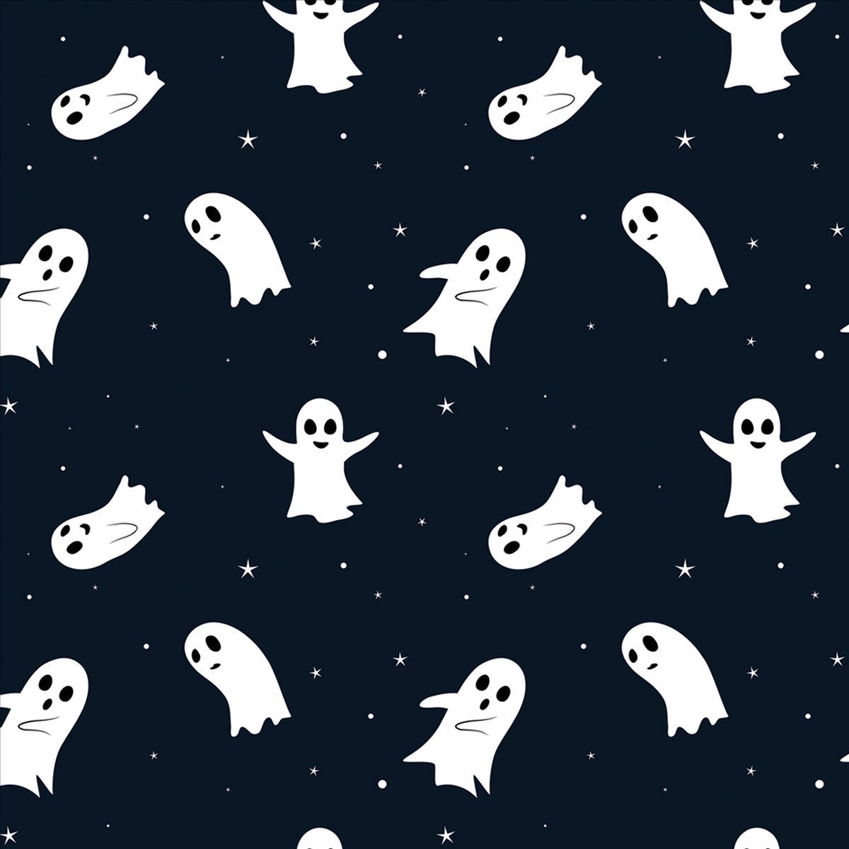 Ghost Creepy Spooky and Smiling Seamless Vector Pattern Wallpaper Boy Bedroom Mural