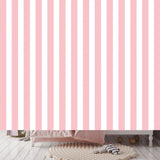 Pink and White Striped Background Wallpaper Girl Bedroom Mural