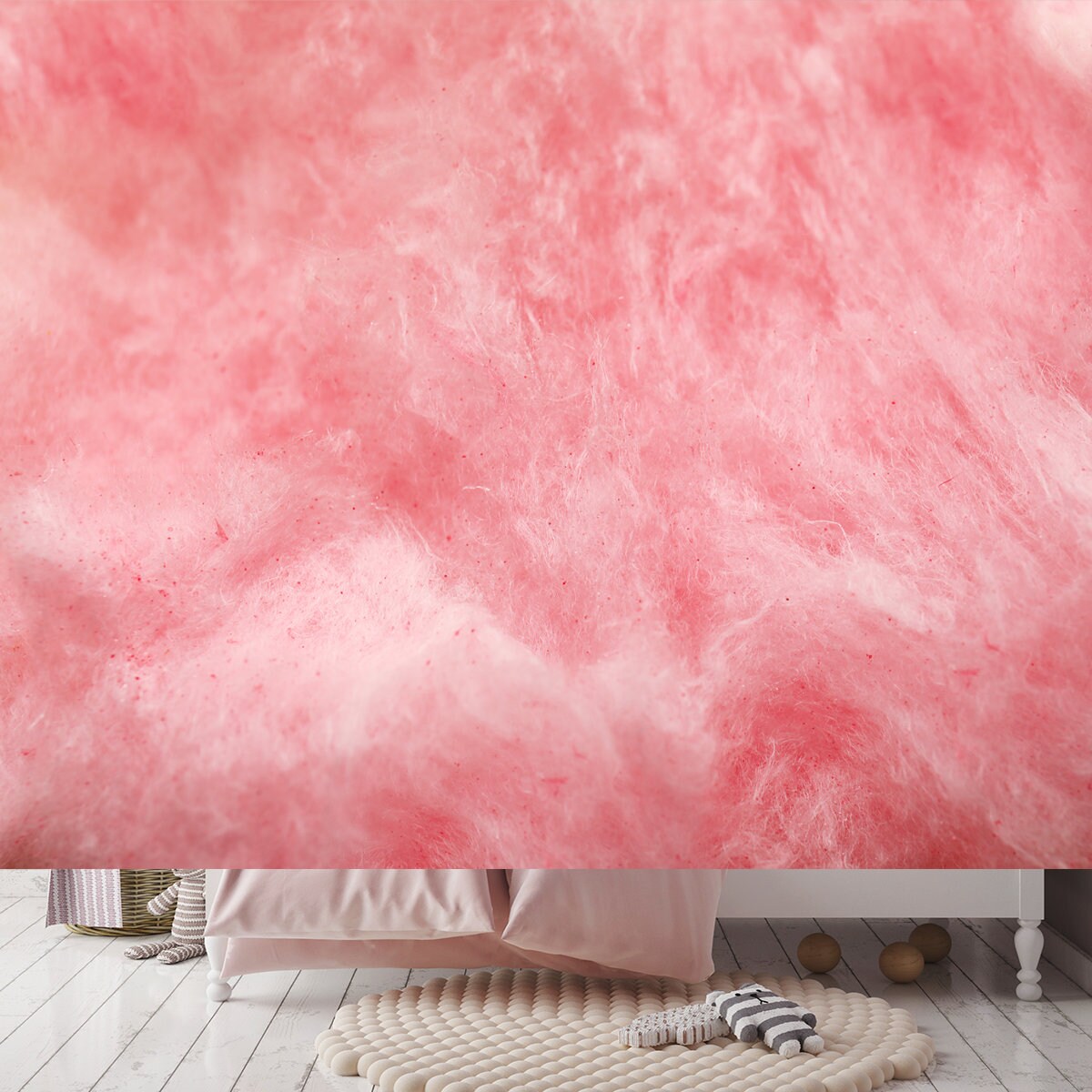 Fluffy Yummy Cotton Candy as Background Wallpaper Girl Bedroom Mural