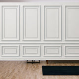 3d Illustration. Classic Wall of White Wood Panels Wallpaper Living Room Mural