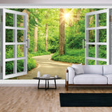 3d Wallpaper Window Landscape Nature Wallpaper Living Room Mural