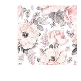 Pink Flowers and Leaves on White Background, Watercolor Floral Pattern Wallpaper Bedroom Mural